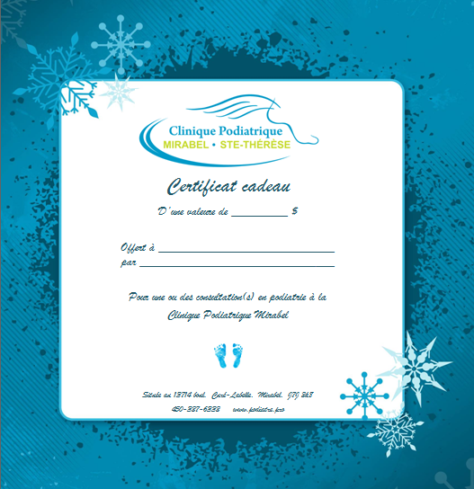 Certificat cadeau soins podiatriques